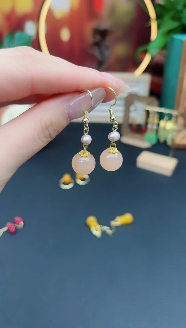 玛瑙/玉髓耳饰银S925镶嵌218