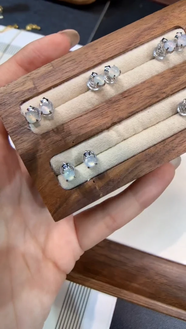 银S925镶嵌翡翠耳饰耳钉 多样性发一件