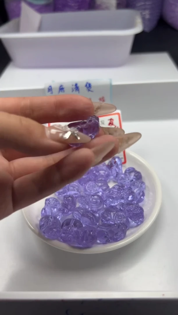 未镶嵌颈饰水晶w1692玻利维亚紫水晶貔貅*2个