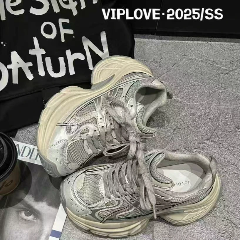 【郁儿严选】3825-13新款百搭休闲圆头系带轮胎老爹鞋