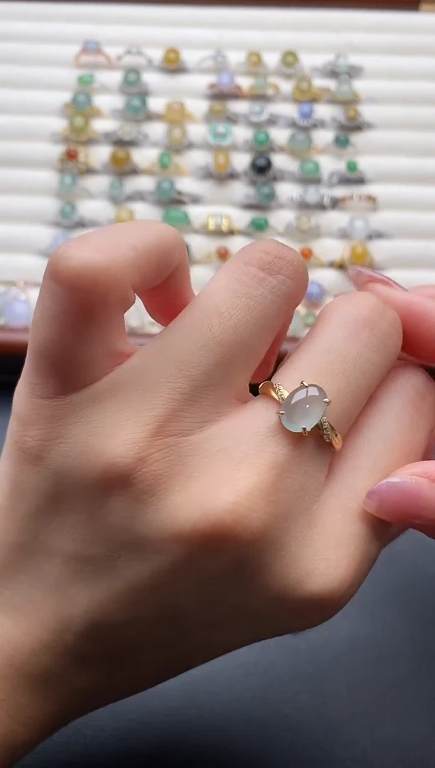 银S925镶嵌戒指翡翠77777+5