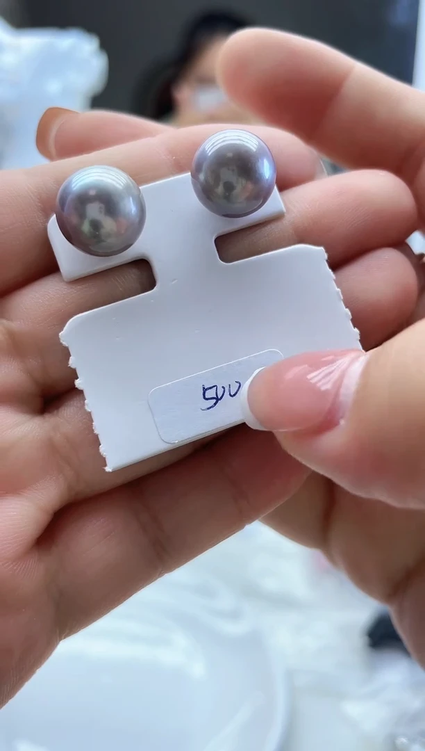 11mm+金属粉紫耳钉     耳饰