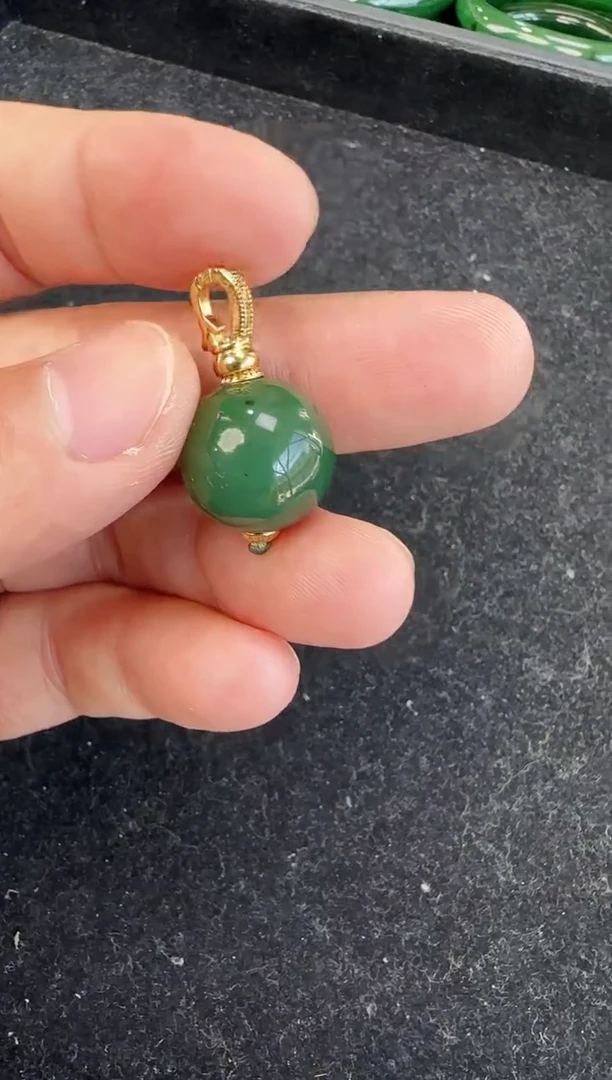 颈饰银S925镶嵌和田玉单珠