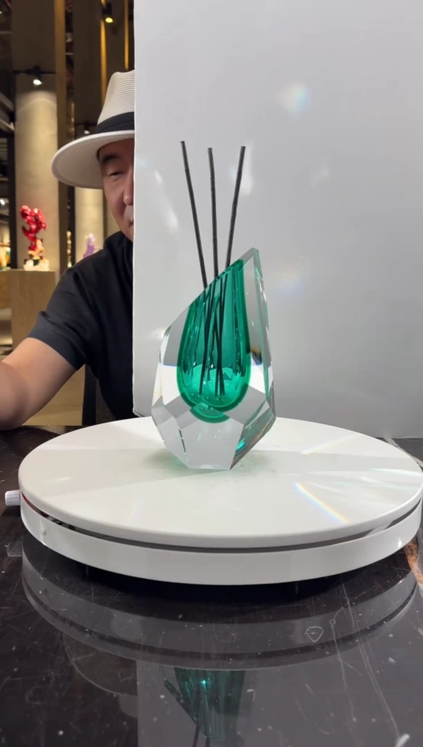 摆件CS0401039-1天青色斜口钻石花器香薰瓶