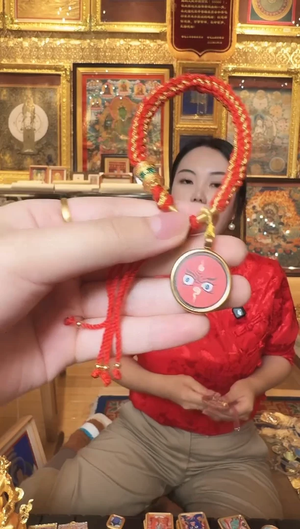 吊坠红财带手绳2.0 热贡纯手绘唐卡