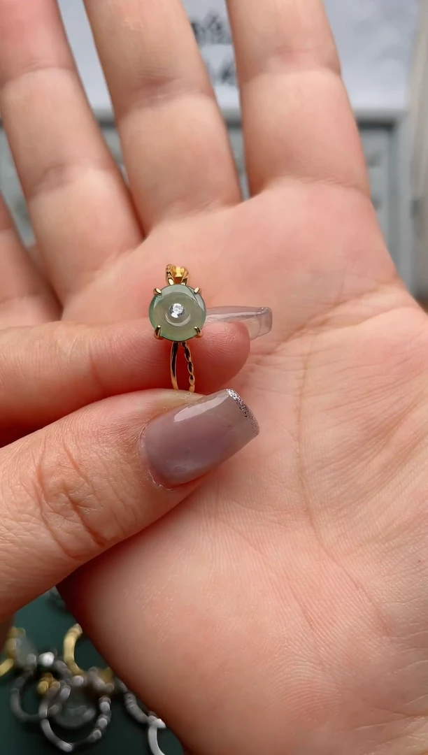 翡翠戒指银S925镶嵌.