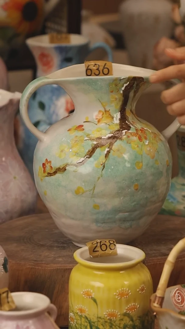 陶瓷景德镇设计师手作花器摆件侘寂风@M636@