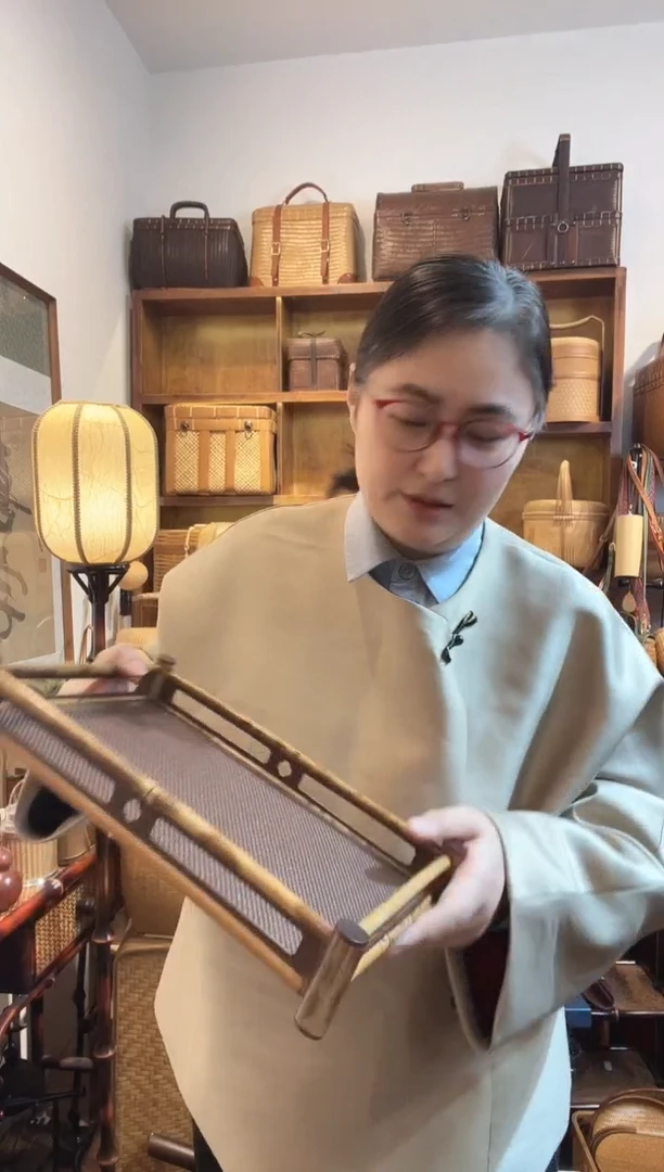 云妃竹老藤丝围栏茶托盘