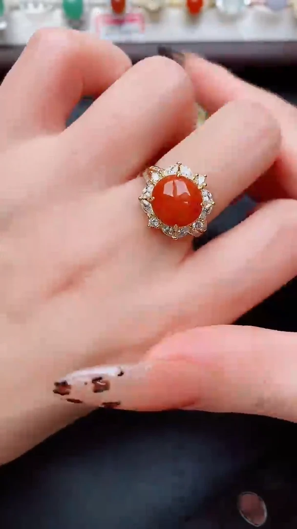 银S925镶嵌戒指翡翠...