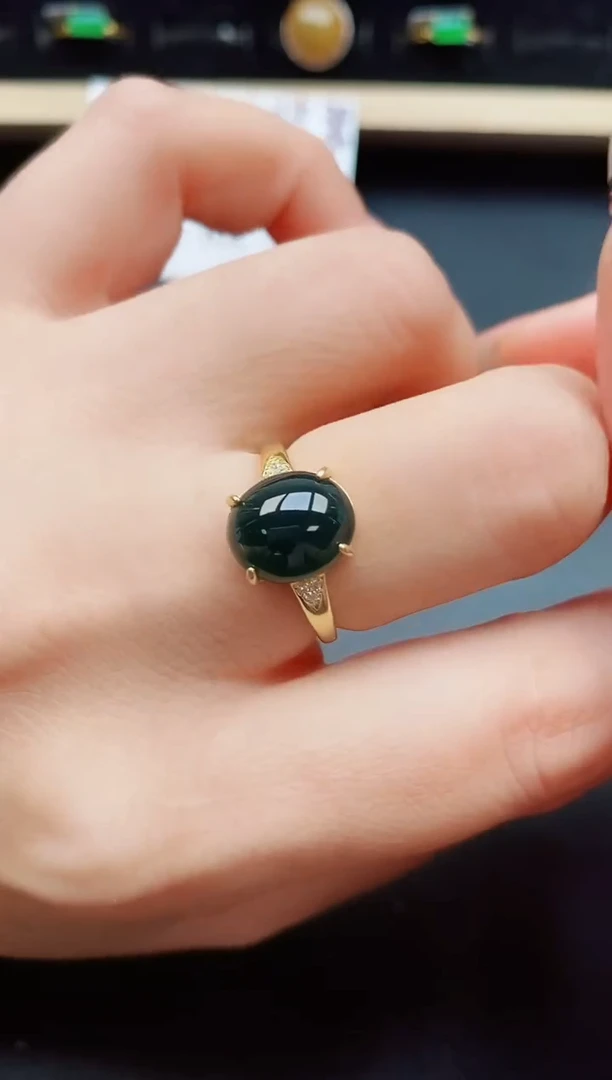 翡翠戒指银S925镶嵌50805