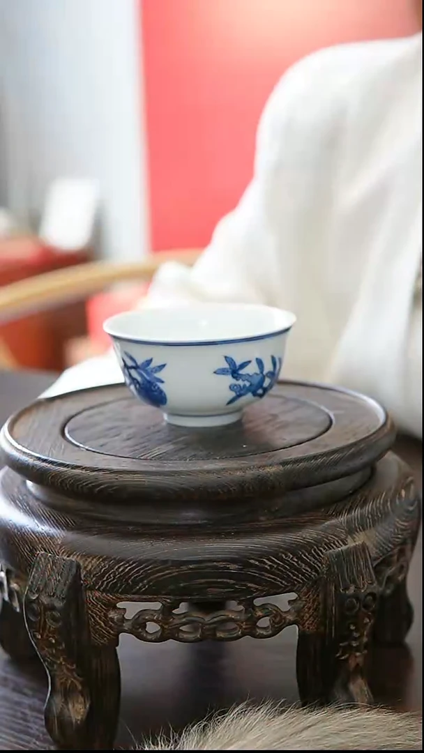 873函夏非遗青花玲珑三多主人杯