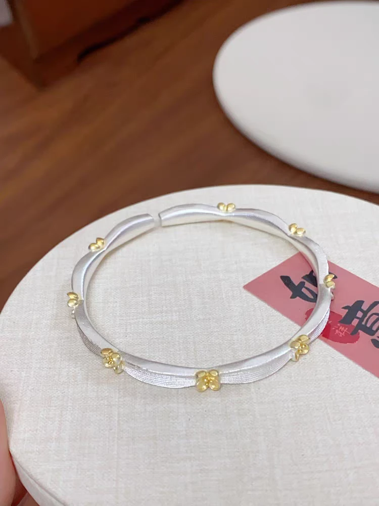 F508足银描金月桂花开口 克重约23g