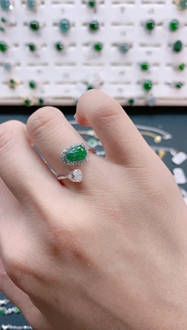 【闪购商品】翡翠戒指银S925镶嵌天然翡翠