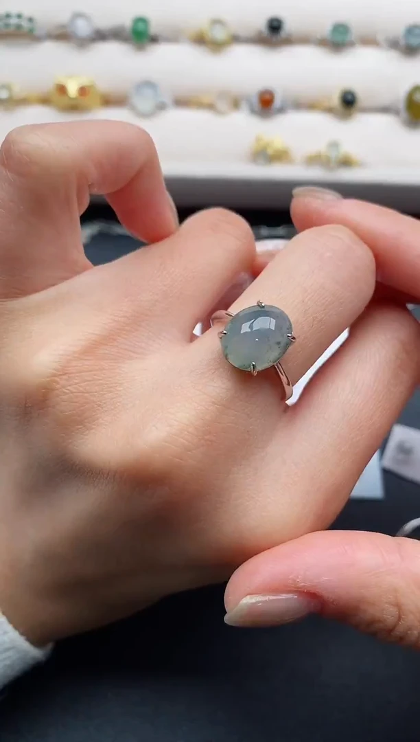 银S925镶嵌戒指翡翠6666666+1