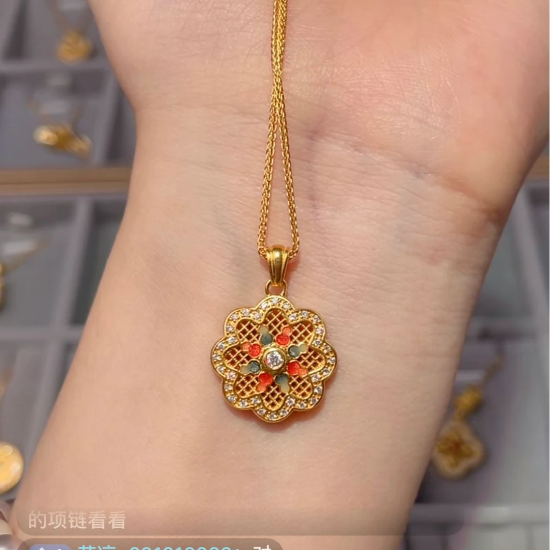5G足金项链轻奢百搭精美天然南非真钻镶嵌明星同款饰品