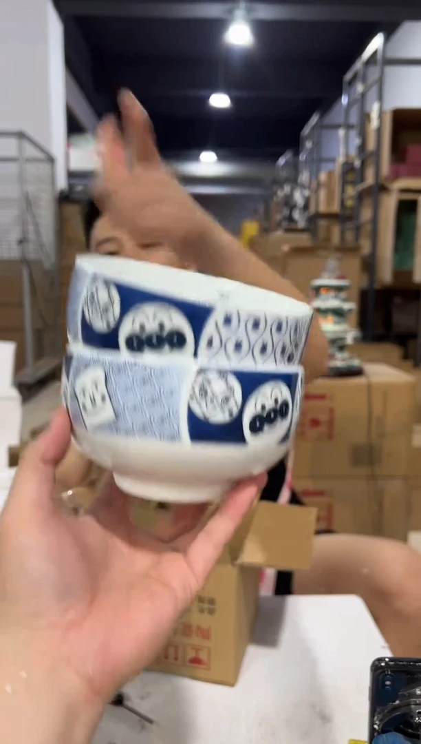 瓷片青花瓷面包超人大碗2件套