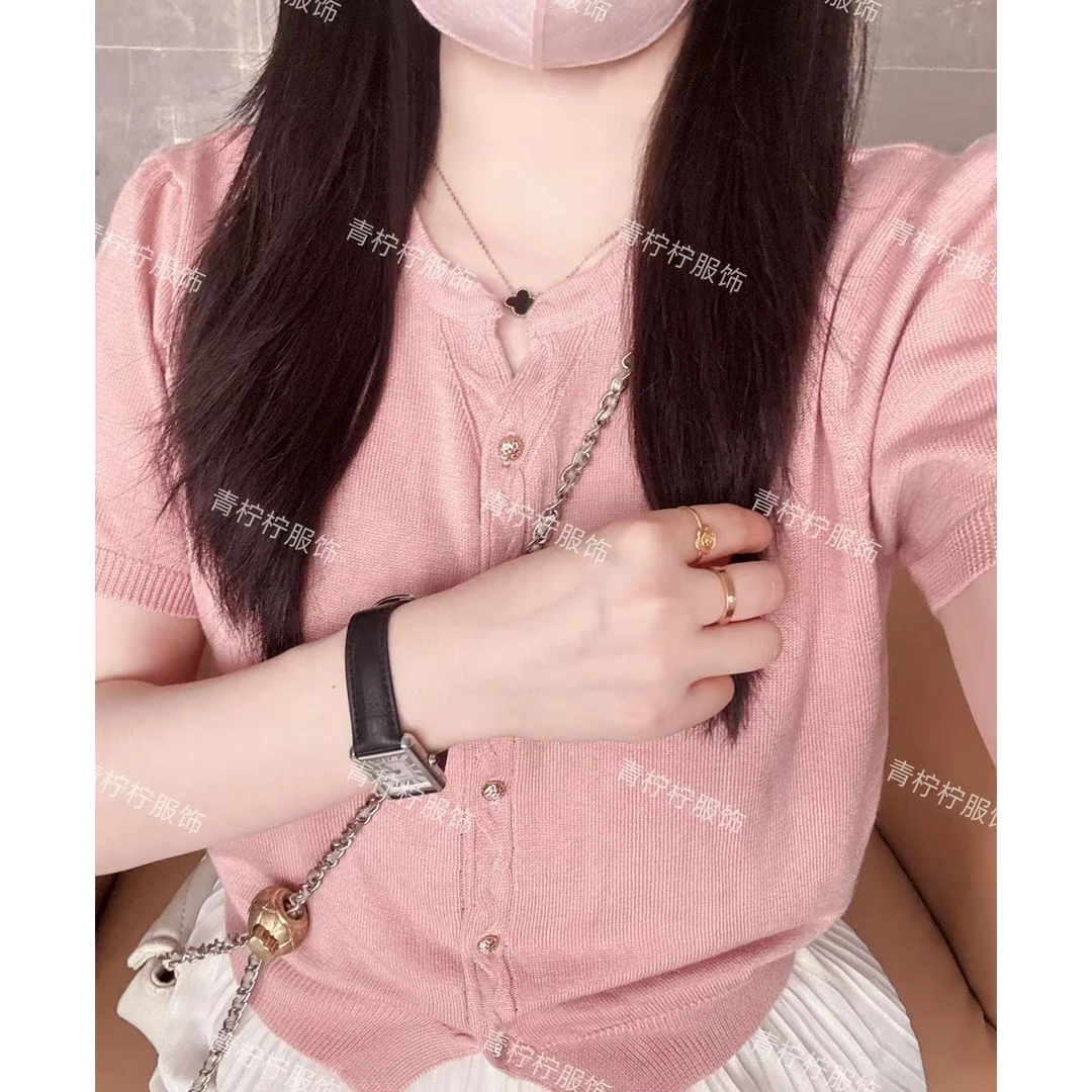 【初静】原创夏季新款高级感2025时尚单排扣薄款针织开衫女上衣C6