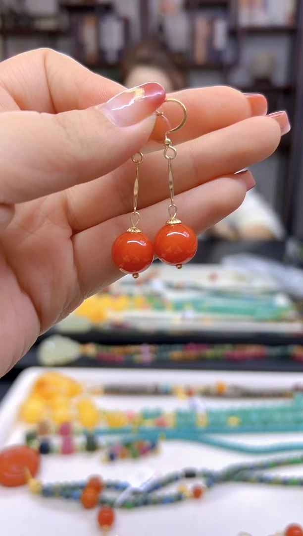 【闪购商品】翡翠耳饰14K金镶嵌耳坠E565