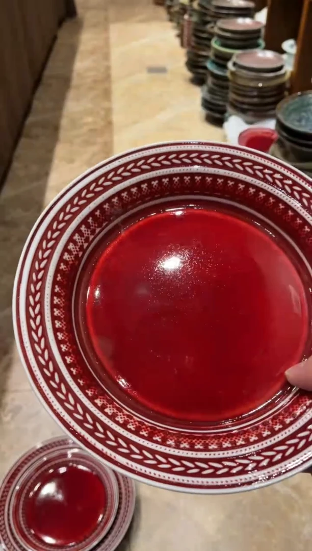 【闪购商品】瓷片809 微瑕郎红敞口大盘1个