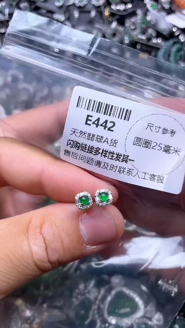 【闪购商品】翡翠颈饰未镶嵌E442耳钉