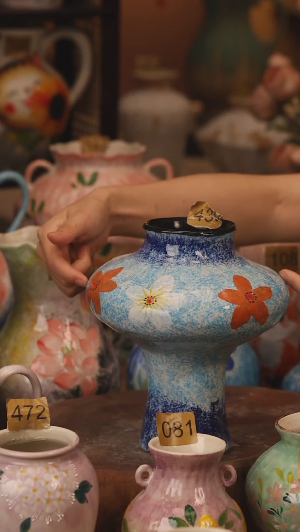 陶瓷430景德镇设计师手作花器摆件侘寂风