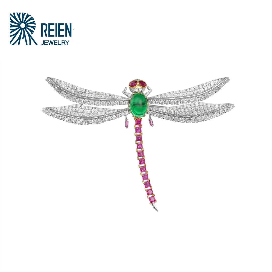 REIEN 925银合成锆石胸针 小众设计 精致奢华 蜻蜓胸针ZA2001GN