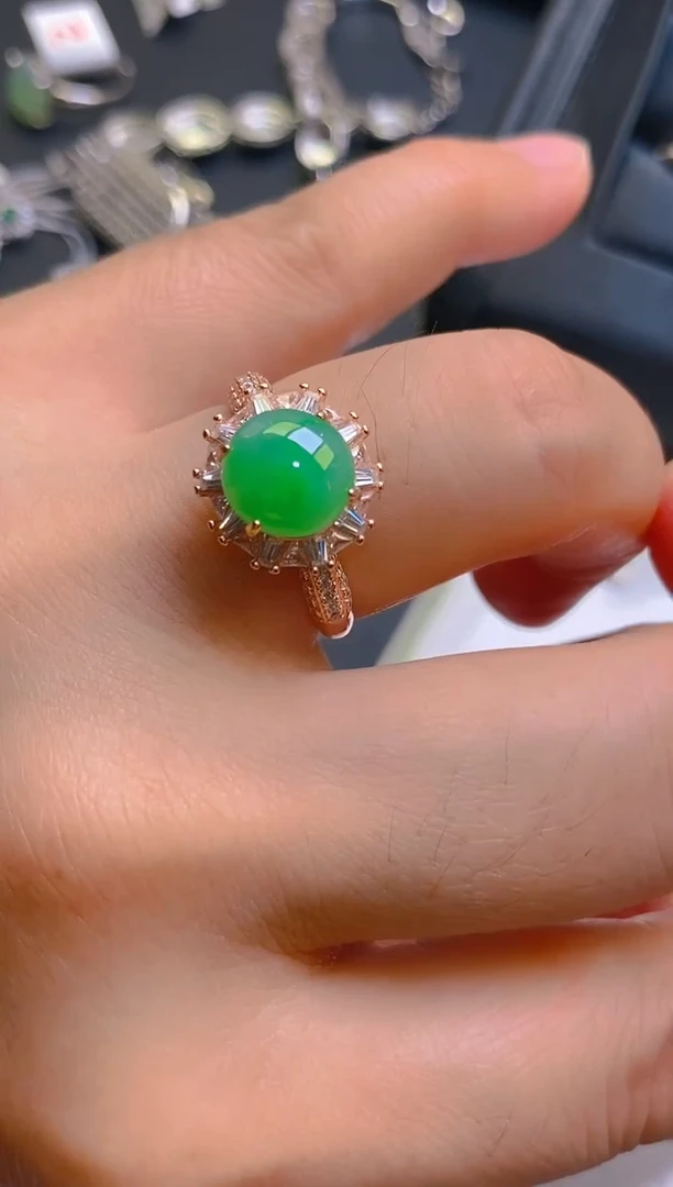 【闪购商品】翡翠耳饰银S925镶嵌天然A货翡翠1