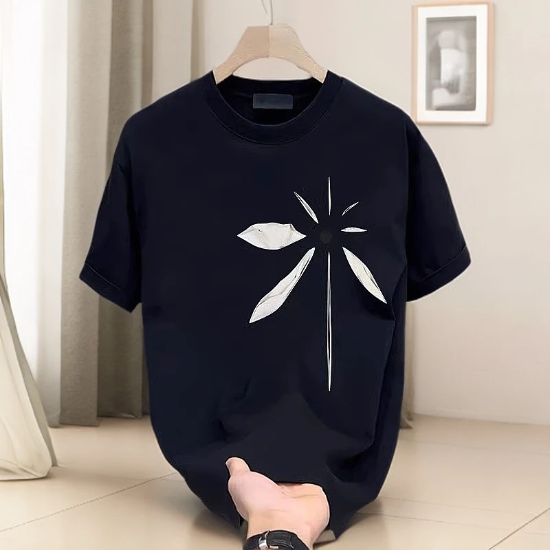 仓石一树美式休闲潮牌短袖T恤男夏季轻奢ins印花宽松圆领半袖上衣