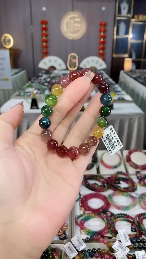 未镶嵌收藏级老矿碧玺单圈手串10mm+碧玺hon多样性发货一条