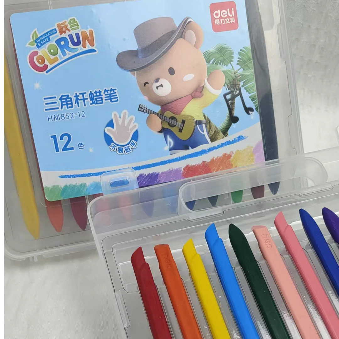 得力HM852-12 三角杆蜡笔    6942233624414