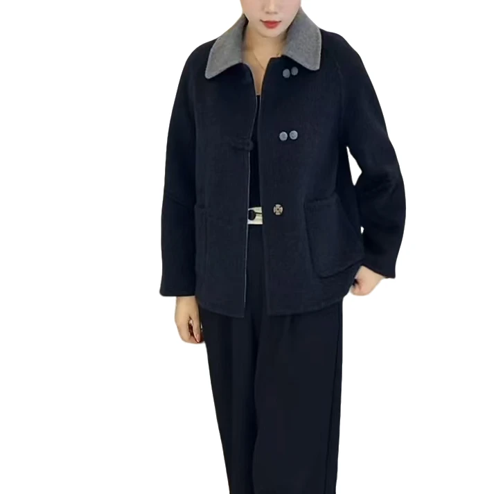 [英英服饰】时尚洋气百搭宽松版羊毛外套