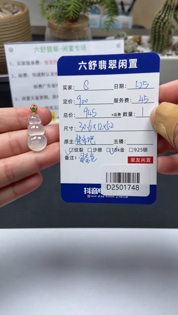 【闪购商品】翡翠颈饰18K金镶嵌D2501748