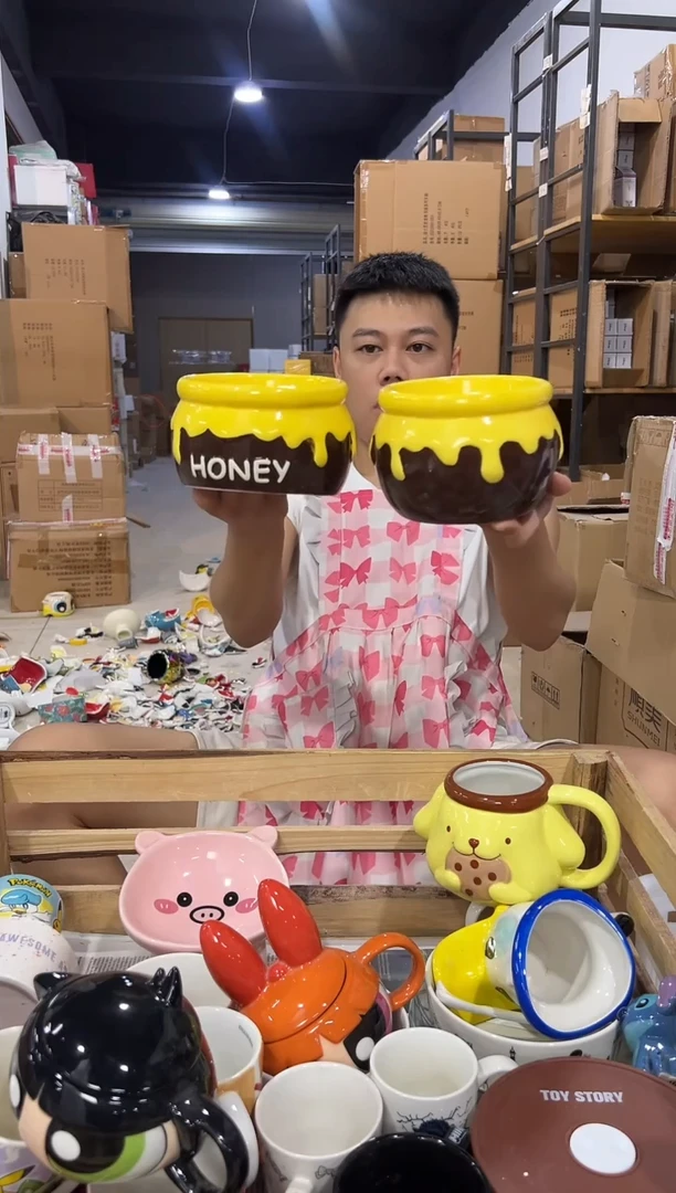 瓷片棕色蜂蜜狗粮碗2件套