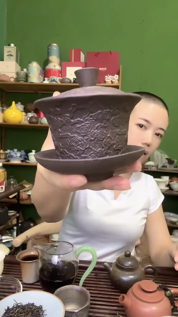 彩选单品紫砂祥云盖碗