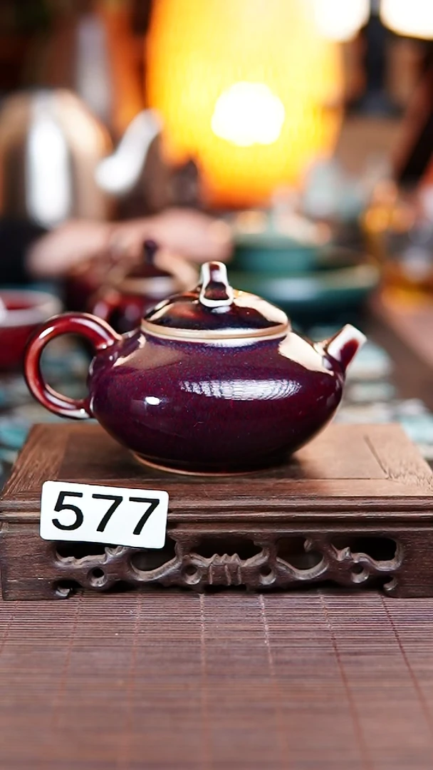 577 柿柿如意壶 煤烧玉石釉