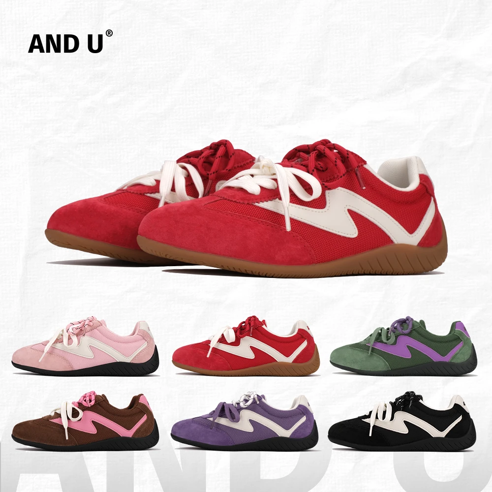 AND U新款情侣男女同款赛车鞋网面增高百搭低帮德训鞋薄款鞋子