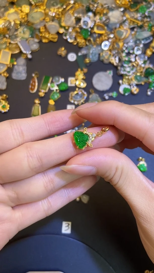 翡翠银S925镶嵌吊坠(不含链)天然A货翡翠