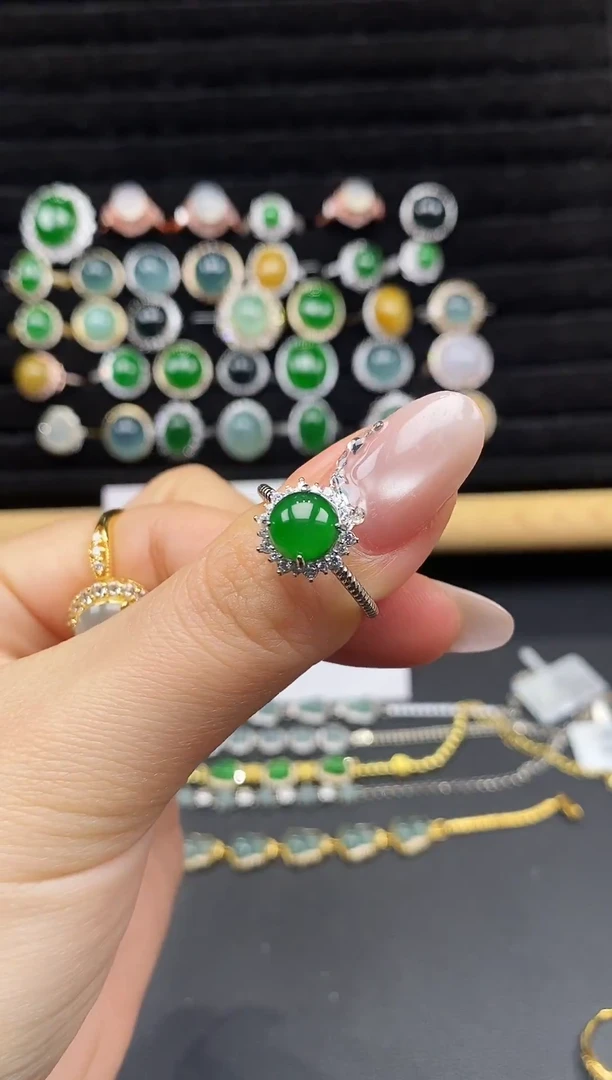 银S925镶嵌戒指翡翠111