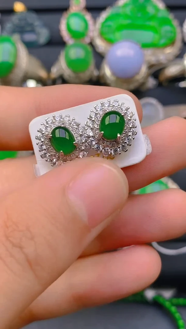 【闪购商品】翡翠戒指银S925镶嵌天然A货翡翠1