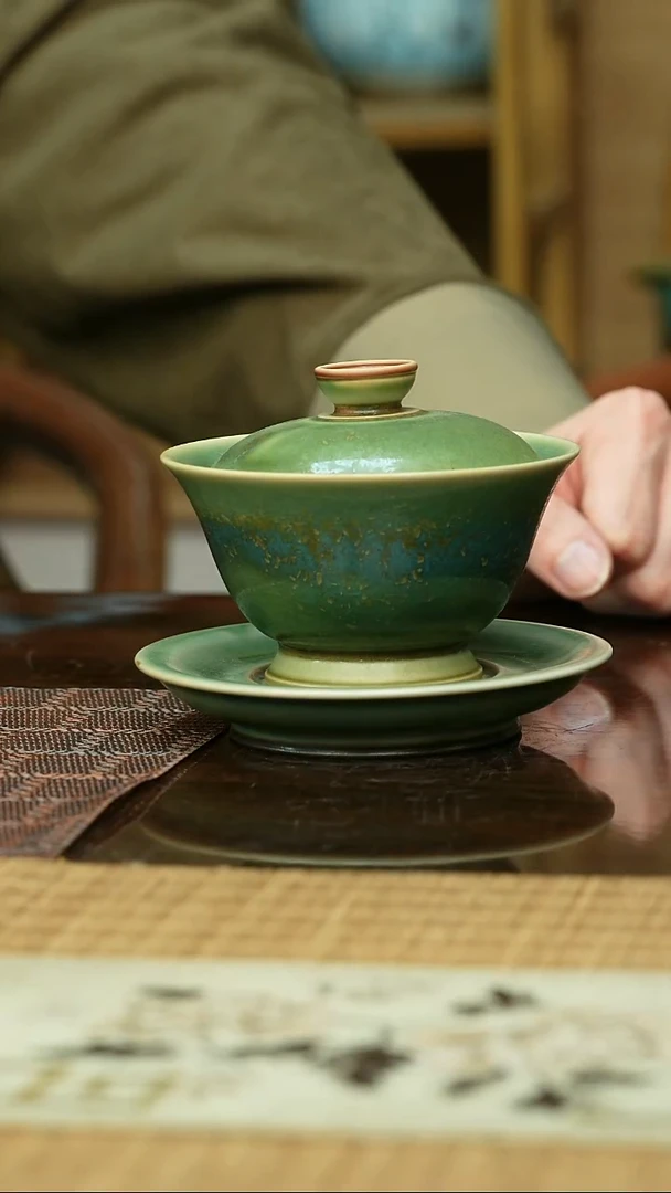 百年郗家炭烧炉钧釉盖碗