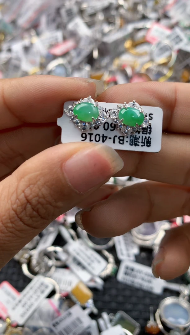 银S925镶嵌戒指翡翠171717----7