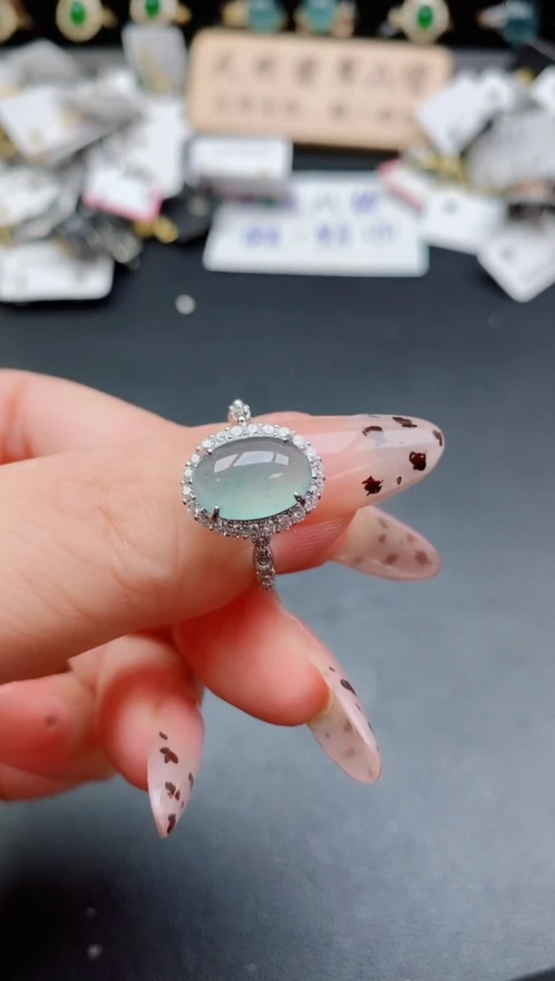 银S925镶嵌戒指翡翠1