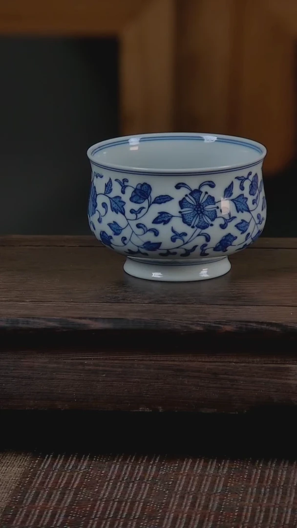 折葵非器手工手绘缠枝莲炉式杯