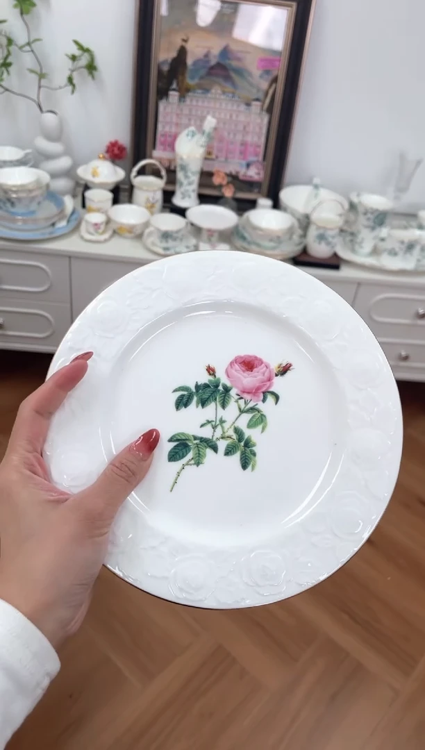 【闪购商品】碗玫瑰高骨骨瓷8寸盘
