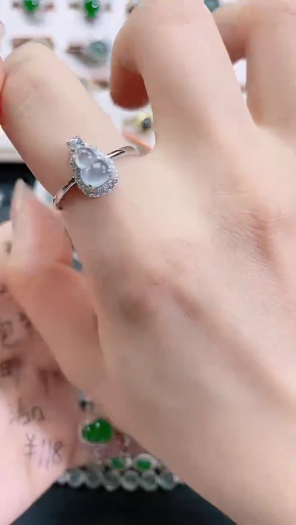 银S925镶嵌戒指翡翠天然翡翠