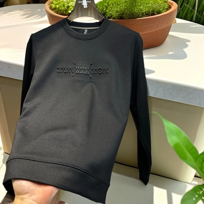 【新疆长绒棉+羊绒】秋冬季男士圆领百搭加绒休闲卫衣（8801）