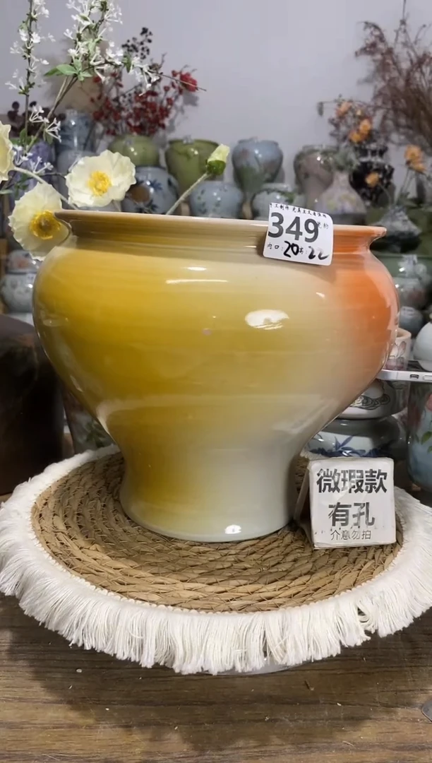 景德镇瓷韵陶瓷花盆  349 微瑕 手工制品 完美主义者慎拍