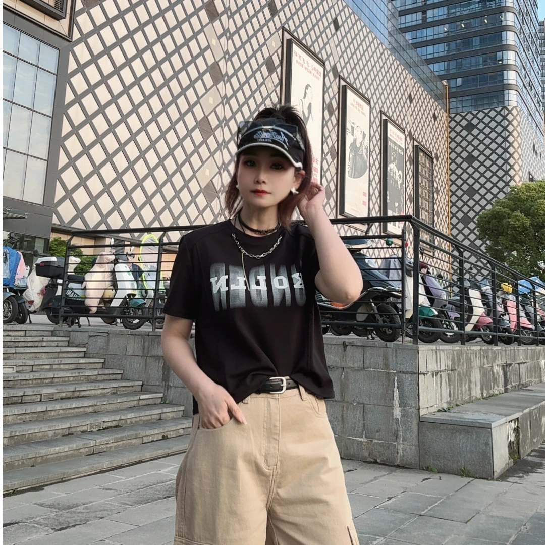 蕾丝拼接短袖T恤圆领显瘦时尚百搭上衣