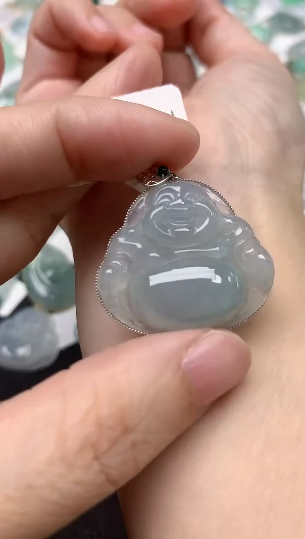 颈饰18K金镶嵌翡翠天然缅甸A货翡翠