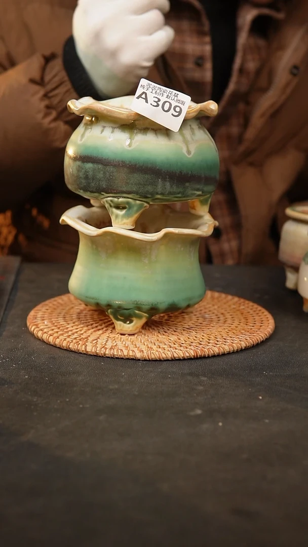 【闪购商品】瓷片309泥泥手工花盆